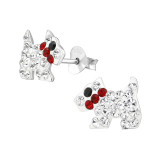 Dog - 925 Sterling Silver Kids Ear Studs with Crystal SD21896