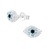 Eye - 925 Sterling Silver Kids Ear Studs with Crystal SD21897