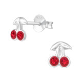 Cherry - 925 Sterling Silver Kids Ear Studs with Crystal SD21899