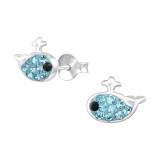 Whale - 925 Sterling Silver Kids Ear Studs with Crystal SD22076