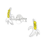 Banana - 925 Sterling Silver Kids Ear Studs with Crystal SD22254