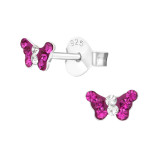 Butterfly - 925 Sterling Silver Kids Ear Studs with Crystal SD22281