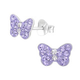 Butterfly - 925 Sterling Silver Kids Ear Studs with Crystal SD22310