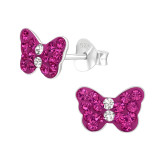 Butterfly - 925 Sterling Silver Kids Ear Studs with Crystal SD22327