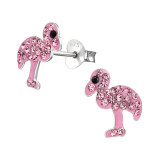 Flamingo - 925 Sterling Silver Kids Ear Studs with Crystal SD22334