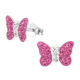 Butterfly - 925 Sterling Silver Kids Ear Studs with Crystal SD2261