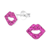 Mouth - 925 Sterling Silver Kids Ear Studs with Crystal SD2285