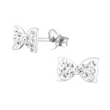 Ribbon - 925 Sterling Silver Kids Ear Studs with Crystal SD23404