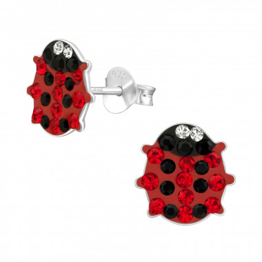 Lady Bug - 925 Sterling Silver Kids Ear Studs with Crystal SD2362