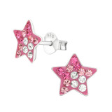 Star - 925 Sterling Silver Kids Ear Studs with Crystal SD2389