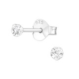 Round - 925 Sterling Silver Kids Ear Studs with Crystal SD24653
