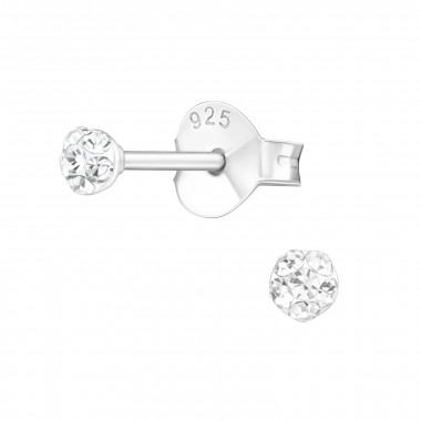 Round - 925 Sterling Silver Kids Ear Studs with Crystal SD24653