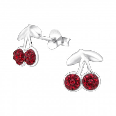 Cherry - 925 Sterling Silver Kids Ear Studs with Crystal SD24690