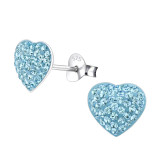 Heart - 925 Sterling Silver Kids Ear Studs with Crystal SD24694