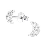 Moon - 925 Sterling Silver Kids Ear Studs with Crystal SD24696