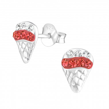 Ice Cream - 925 Sterling Silver Kids Ear Studs with Crystal SD24700