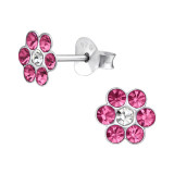 Flower - 925 Sterling Silver Kids Ear Studs with Crystal SD24831