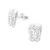Ballerina Shoes - 925 Sterling Silver Kids Ear Studs with Crystal SD25105