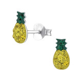 Pineapple - 925 Sterling Silver Kids Ear Studs with Crystal SD25421