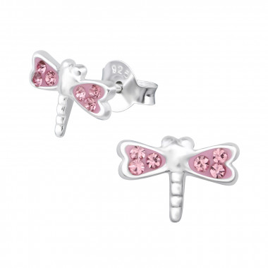Dragonfly - 925 Sterling Silver Kids Ear Studs with Crystal SD26514