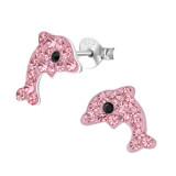 Dophin - 925 Sterling Silver Kids Ear Studs with Crystal SD2724