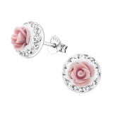 Rose - 925 Sterling Silver Kids Ear Studs with Crystal SD27597