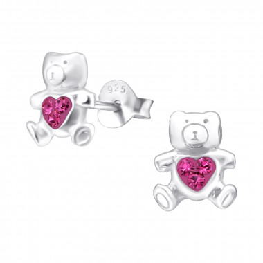 Bear - 925 Sterling Silver Kids Ear Studs with Crystal SD2825