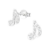 Music Note - 925 Sterling Silver Kids Ear Studs with Crystal SD28321