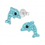 Dolphin - 925 Sterling Silver Kids Ear Studs with Crystal SD2896 Dolphin - 925 Sterling Silver Kids Ear Studs with Crystal SD2896