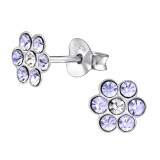 Flower - 925 Sterling Silver Kids Ear Studs with Crystal SD29614