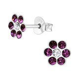 Flower - 925 Sterling Silver Kids Ear Studs with Crystal SD31191