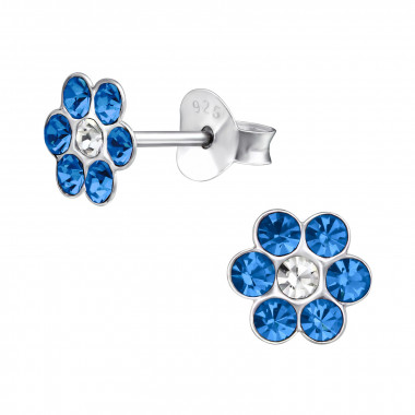 Flower - 925 Sterling Silver Kids Ear Studs with Crystal SD31192