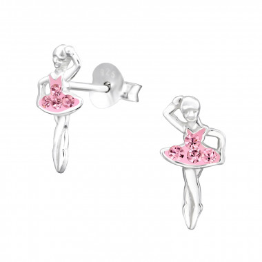Ballerina - 925 Sterling Silver Kids Ear Studs with Crystal SD31403