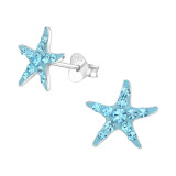 Starfish - 925 Sterling Silver Kids Ear Studs with Crystal SD31451