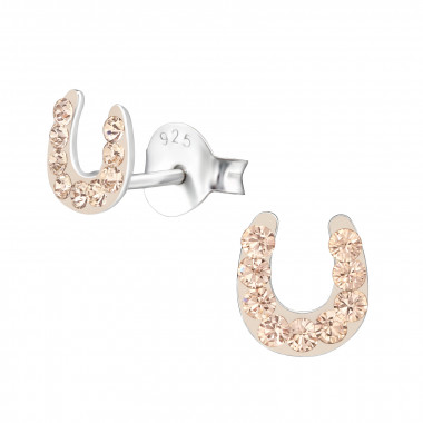 Horseshoe - 925 Sterling Silver Kids Ear Studs with Crystal SD32810