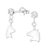Unicorn - 925 Sterling Silver Kids Ear Studs with Crystal SD32837