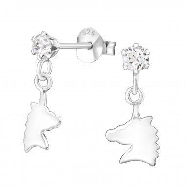 Unicorn - 925 Sterling Silver Kids Ear Studs with Crystal SD32837
