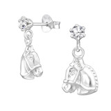 Horse - 925 Sterling Silver Kids Ear Studs with Crystal SD32840 Horse - 925 Sterling Silver Kids Ear Studs with Crystal SD32840