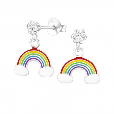 Hanging Rainbow - 925 Sterling Silver Kids Ear Studs with Crystal SD32856