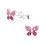 Butterfly - 925 Sterling Silver Kids Ear Studs with Crystal SD33021