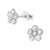 Flower - 925 Sterling Silver Kids Ear Studs with Crystal SD33066