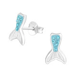 Mermaid Tail - 925 Sterling Silver Kids Ear Studs with Crystal SD33691