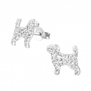 Dog - 925 Sterling Silver Kids Ear Studs with Crystal SD33694
