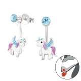 Unicorn - 925 Sterling Silver Kids Ear Studs with Crystal SD33748