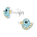 Bird - 925 Sterling Silver Kids Ear Studs with Crystal SD34828