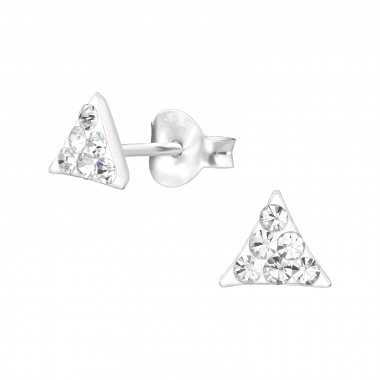 Triangle - 925 Sterling Silver Kids Ear Studs with Crystal SD35430