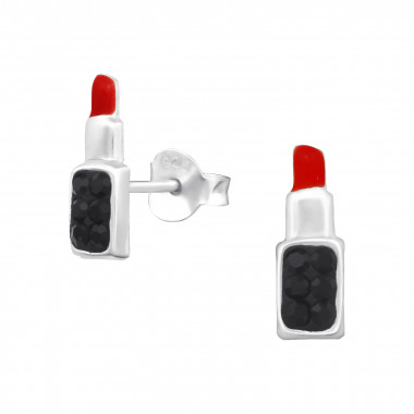 Lipstick - 925 Sterling Silver Kids Ear Studs with Crystal SD36426