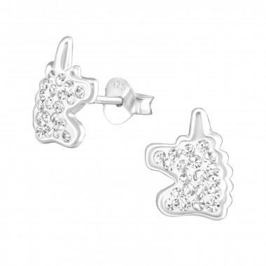 Unicorn - 925 Sterling Silver Kids Ear Studs with Crystal SD37014