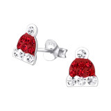 Hat - 925 Sterling Silver Kids Ear Studs with Crystal SD37579