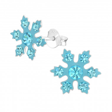 Snowflake - 925 Sterling Silver Kids Ear Studs with Crystal SD37652